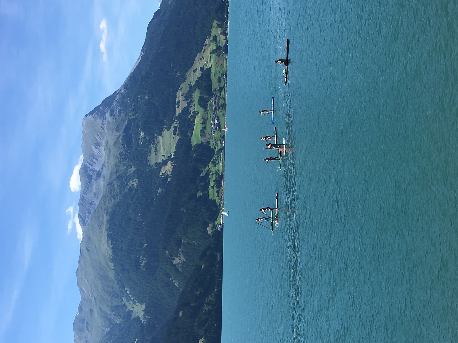 Stand up paddlers in Lake Reschen