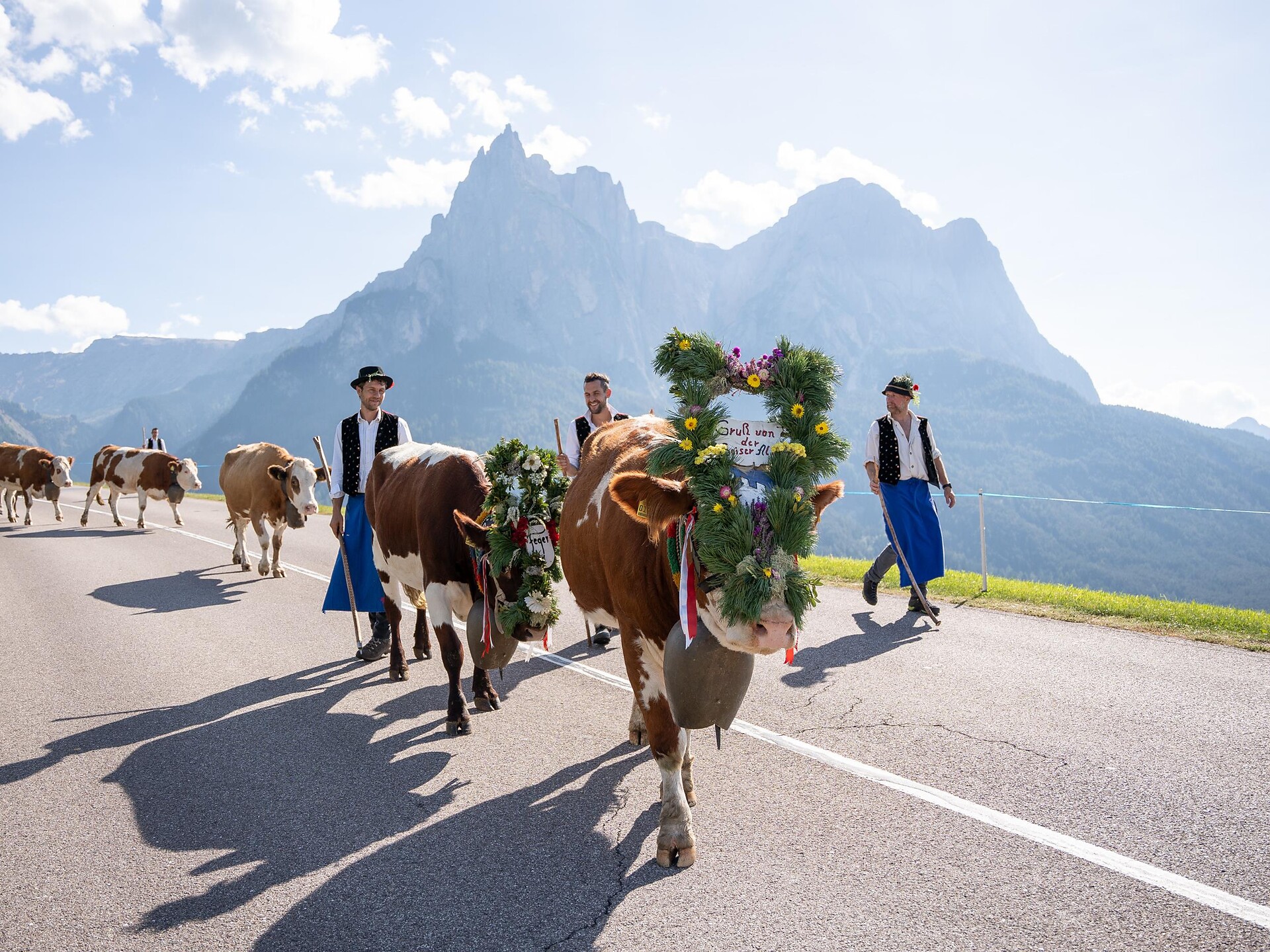 Traditional Transhumance - welcoming of the cattle Kastelruth/Castelrotto 2 suedtirol.info
