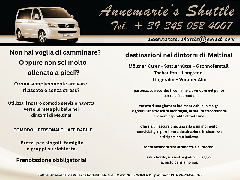 Annemarie's Shuttle - destinazioni nei dintorni di Meltina! - Bolzano e dintorni - #2 - suedtirol.info