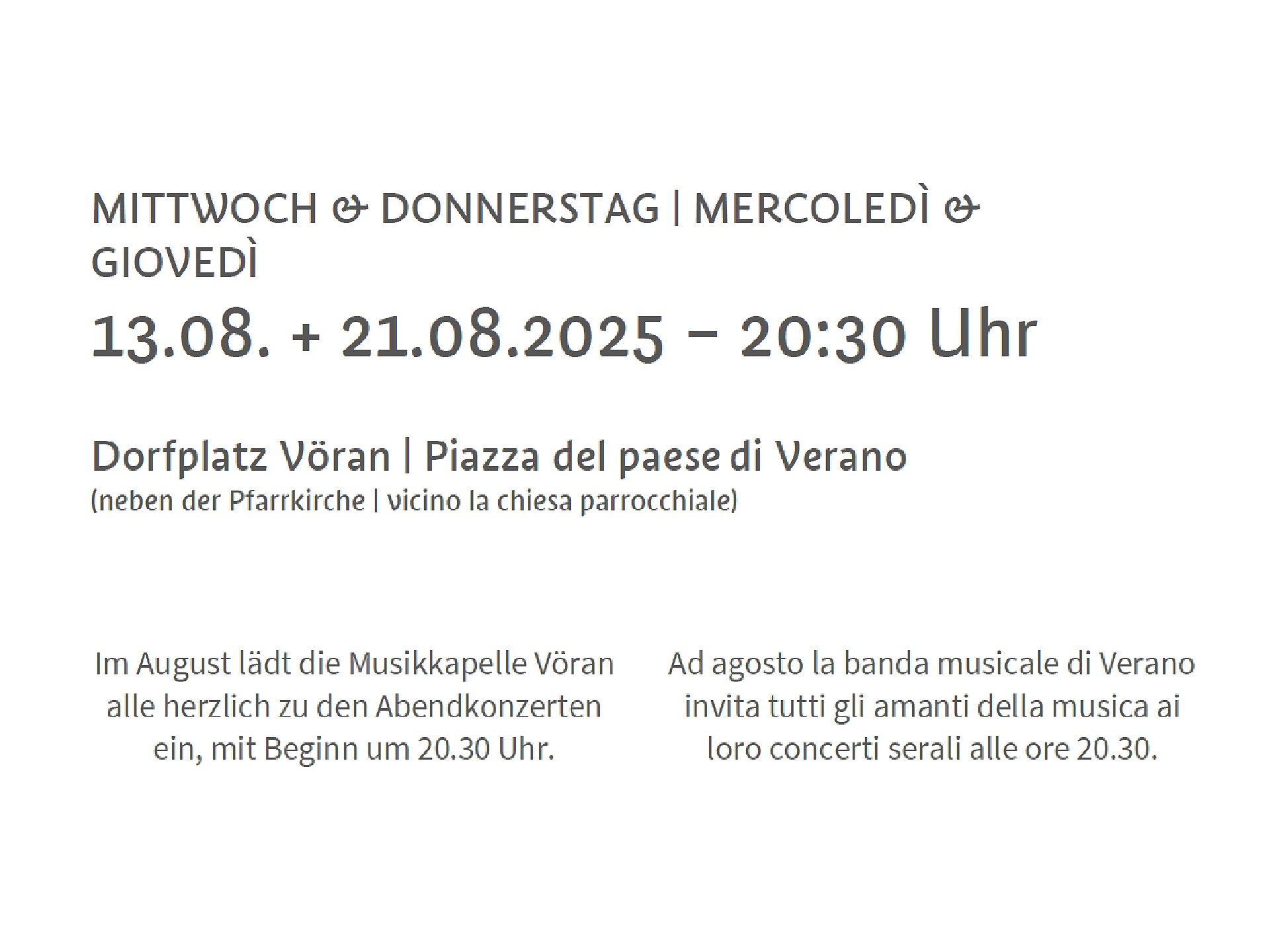 Sommernachtskonzert der Musikkapelle Vöran - Meran und Umgebung - #2 - suedtirol.info