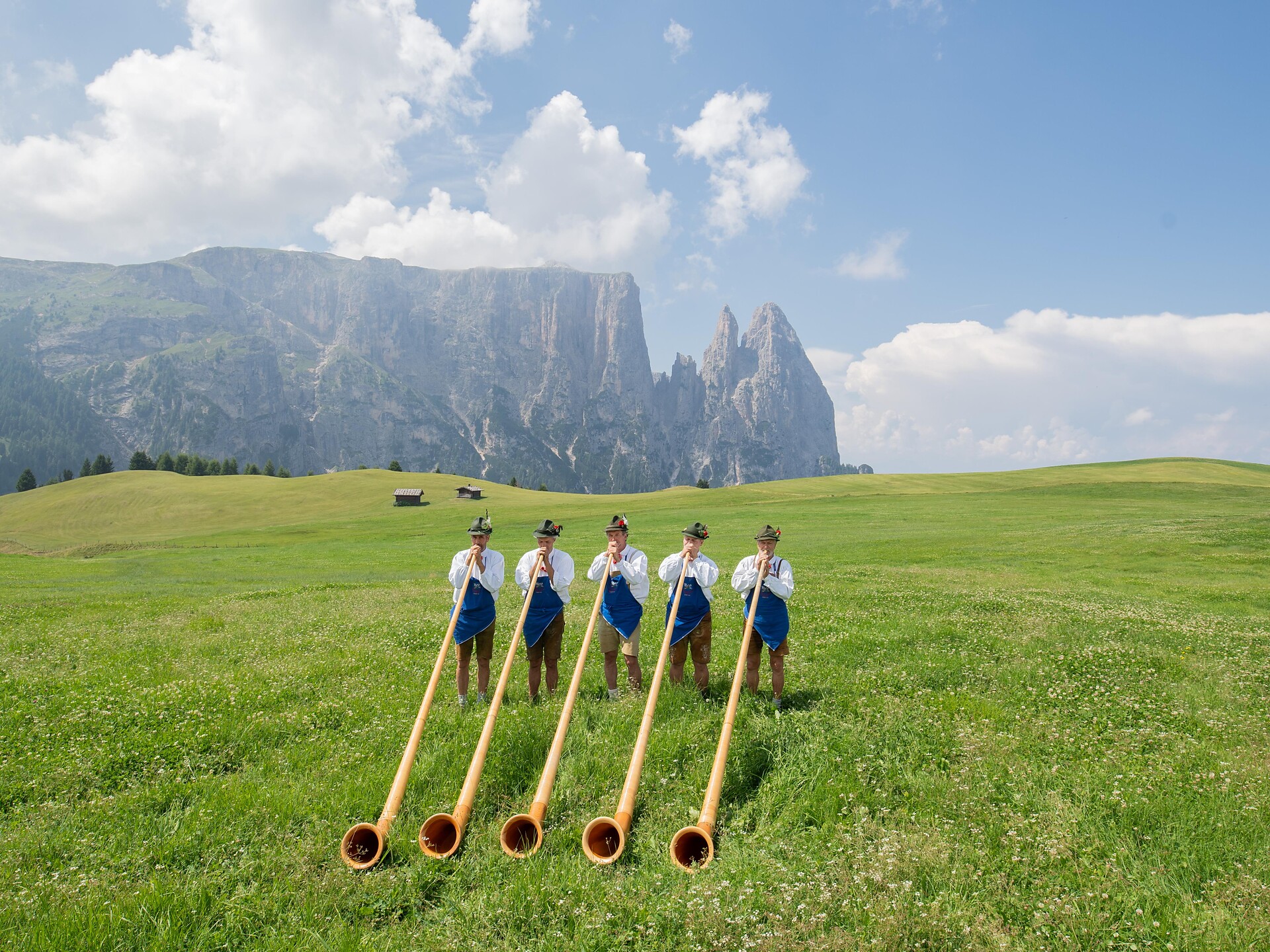 Concert of the traditional alphorn players - Dolomites Region Seiser Alm - #1 - suedtirol.info