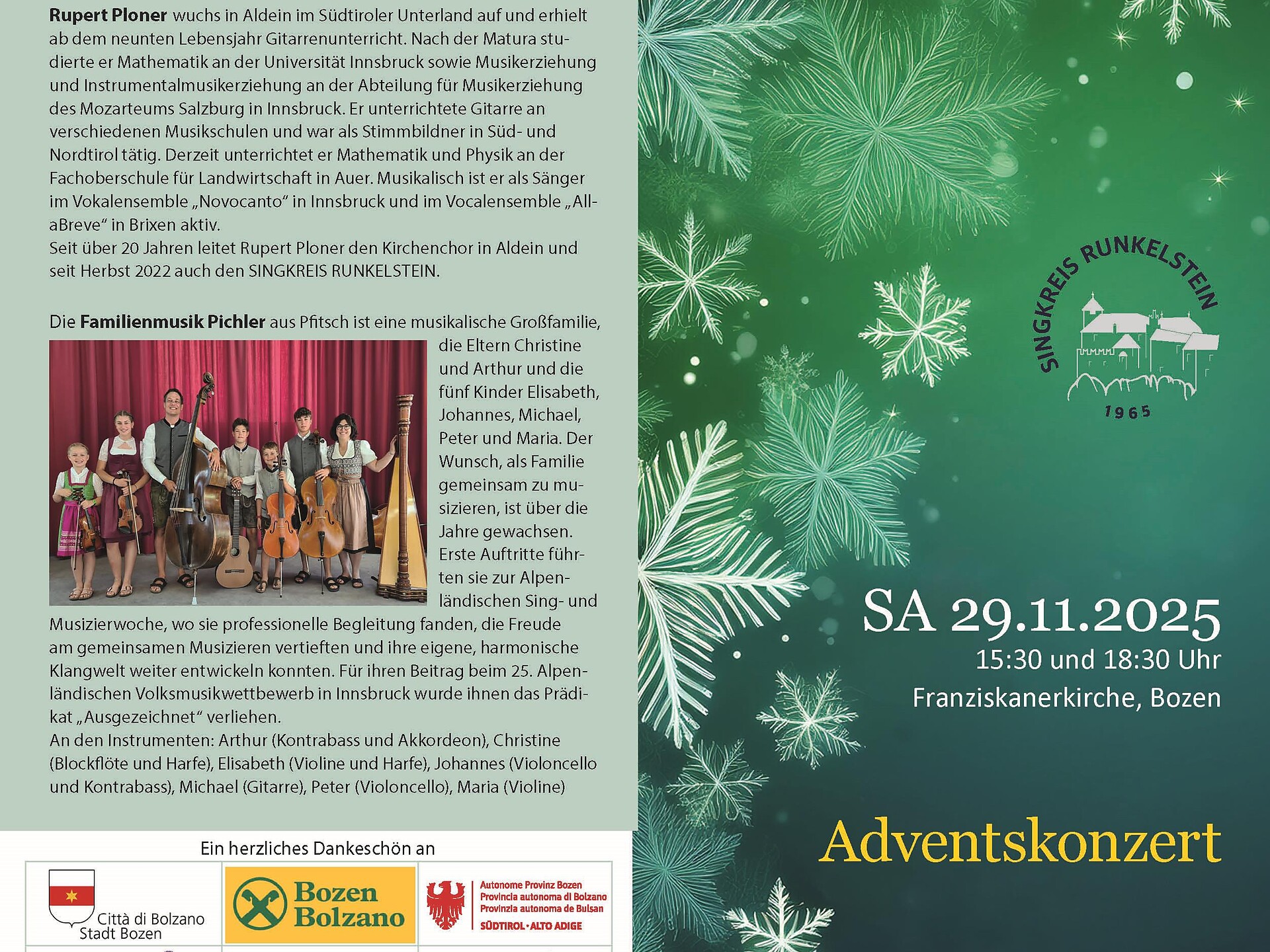 Avvento in Musica 2025/26 - Concerto di Avvento nella Chiesa dei Francescani - Bolzano e dintorni - #1 - suedtirol.info