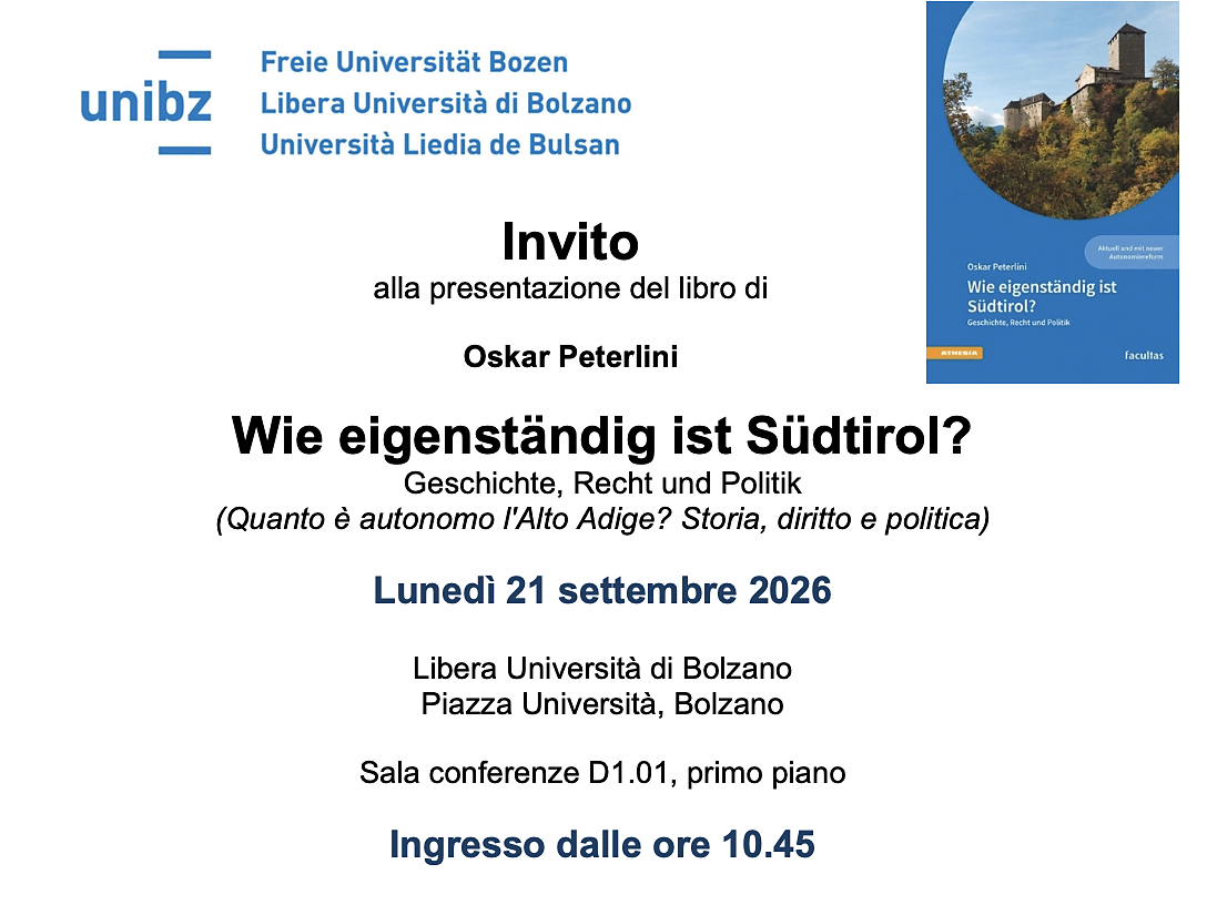 Book presentation by Oskar Peterlini: "Wie eigenständig ist Südtirol?" - Bolzano/Bozen and environs - #2 - suedtirol.info