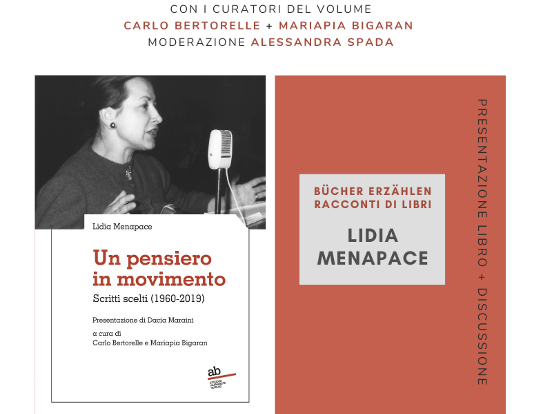 Book presentation in Italian: Lidia Menapace - Un pensiero in movimento - Meran/Merano and environs - #1 - suedtirol.info
