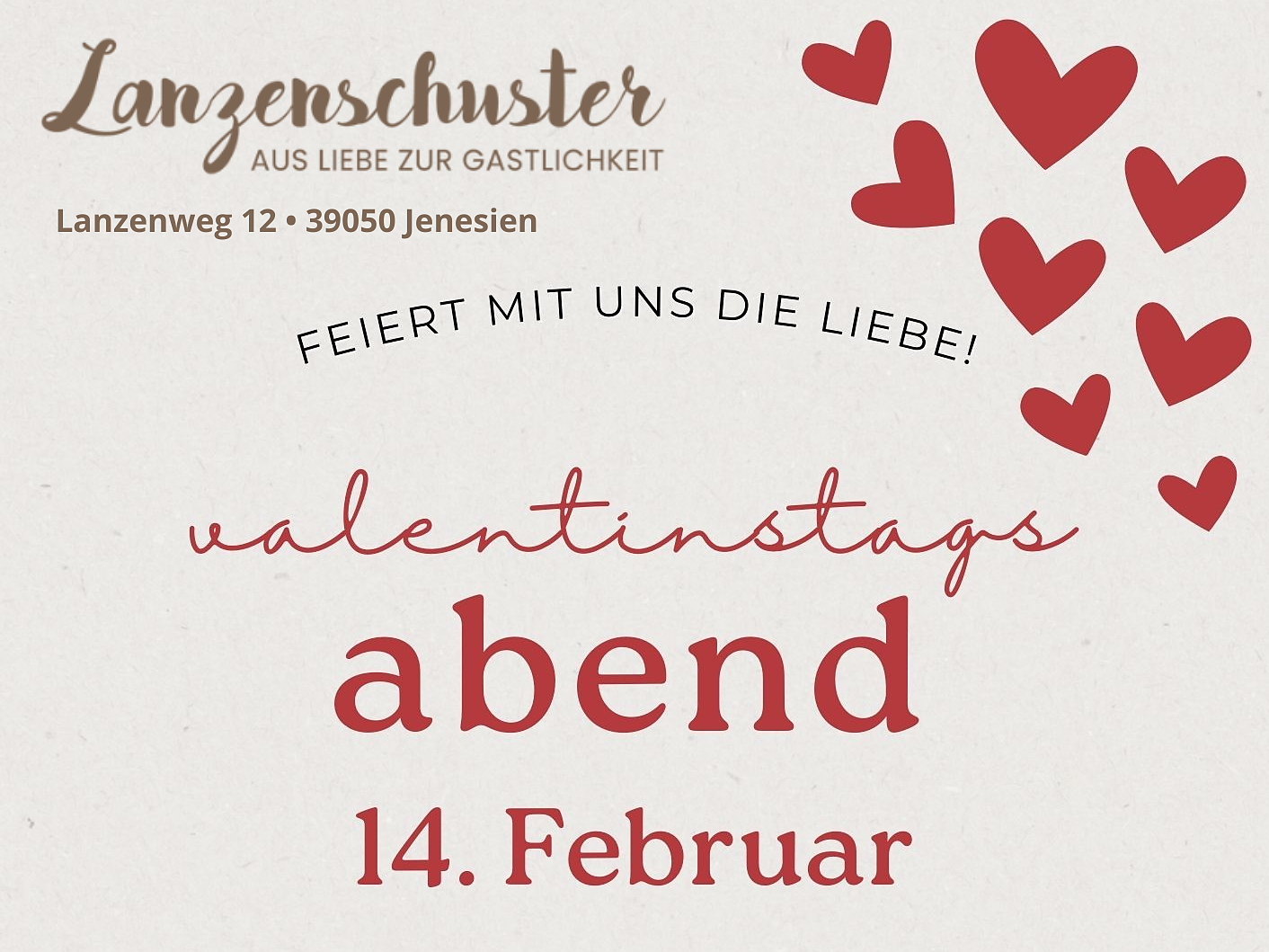 Berggasthaus Lanzenschuster - Valentinstag 14. Februar feiert mit uns Liebe - Bozen und Umgebung - #1 - suedtirol.info