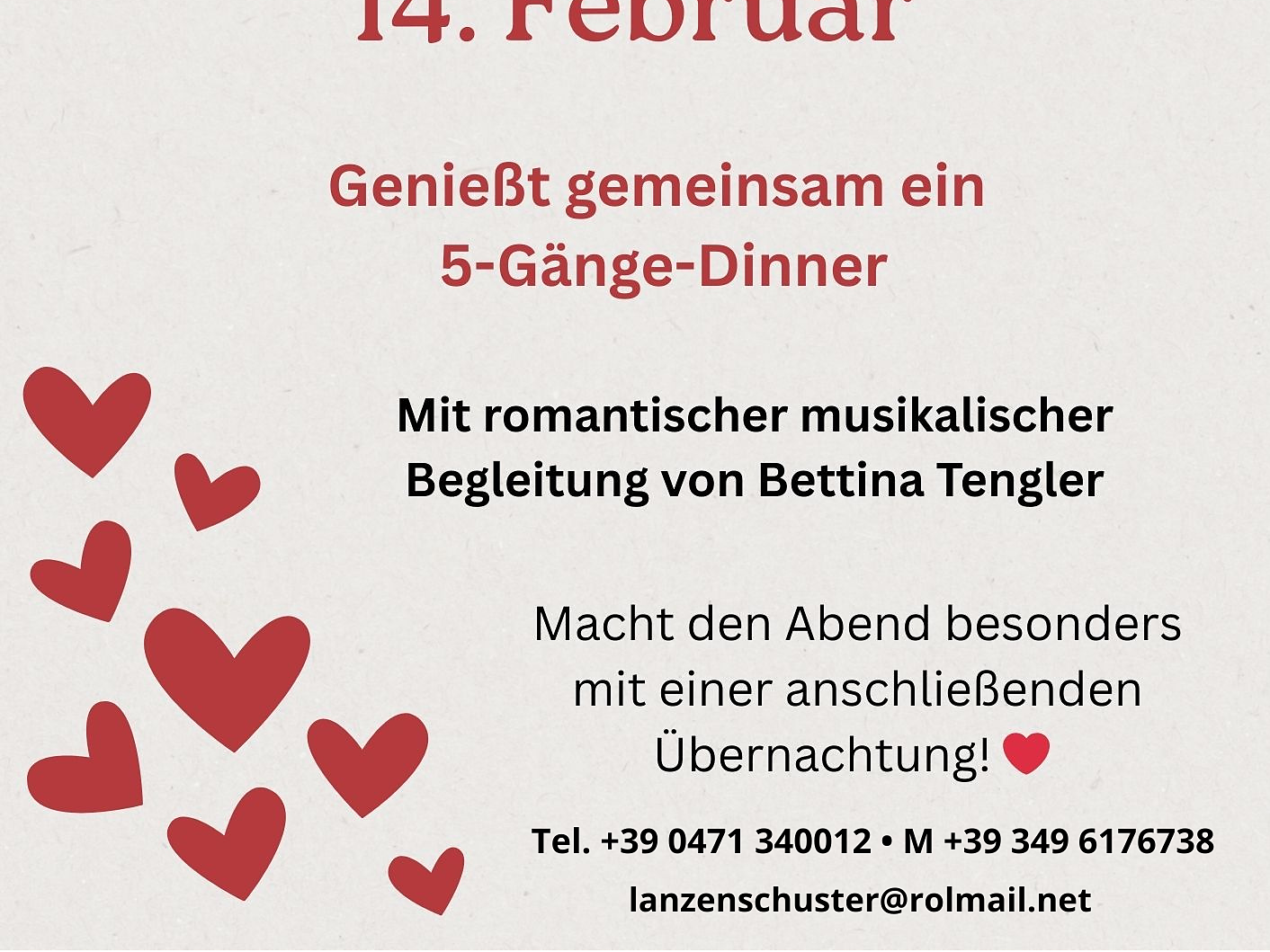 Berggasthaus Lanzenschuster - Valentinstag 14. Februar feiert mit uns Liebe - Bozen und Umgebung - #2 - suedtirol.info