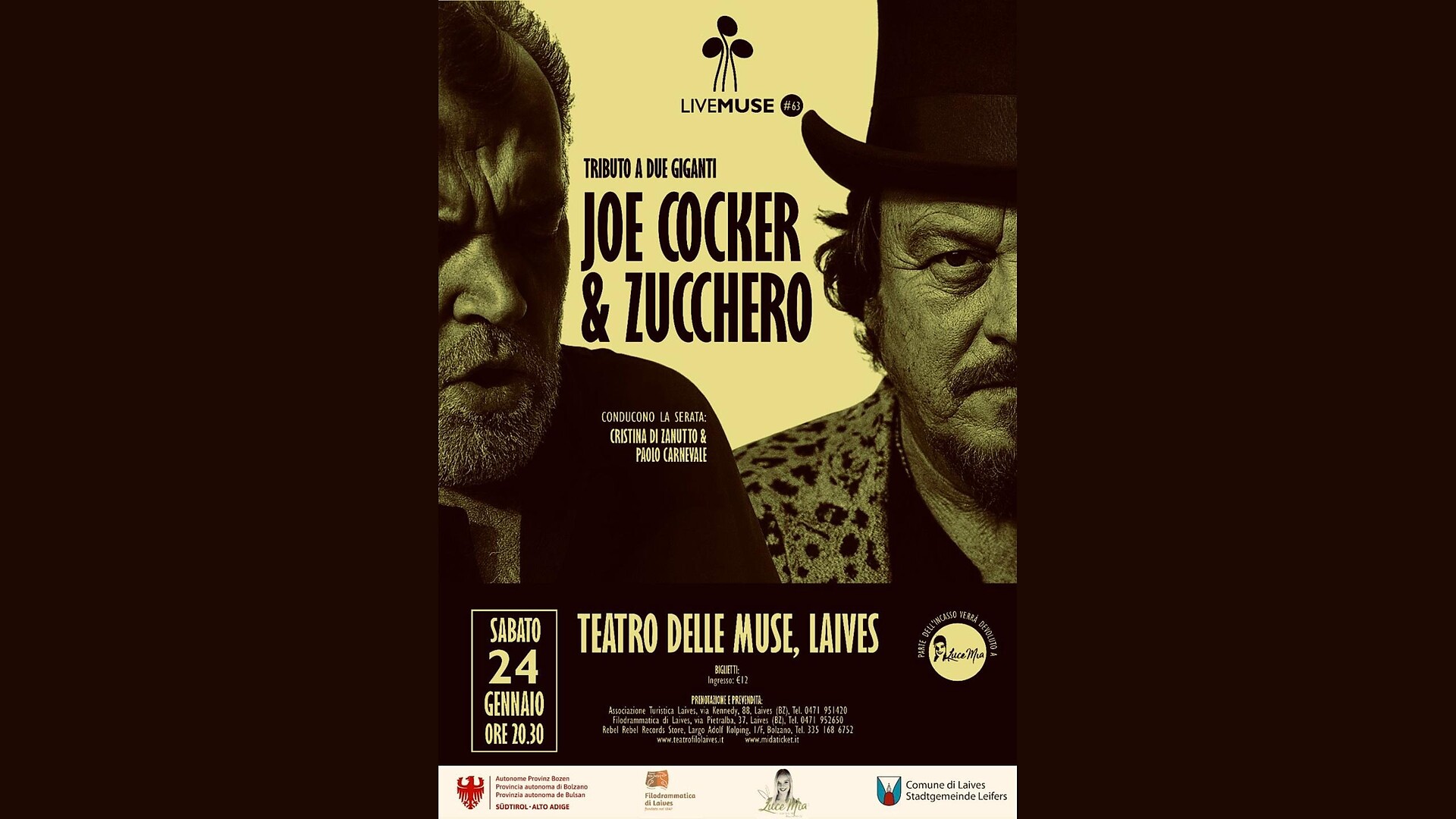 Konzert der Musiker von LIVE MUSE 63 - Hommage an Joe Cocker & Zucchero - Bozen und Umgebung - #1 - suedtirol.info