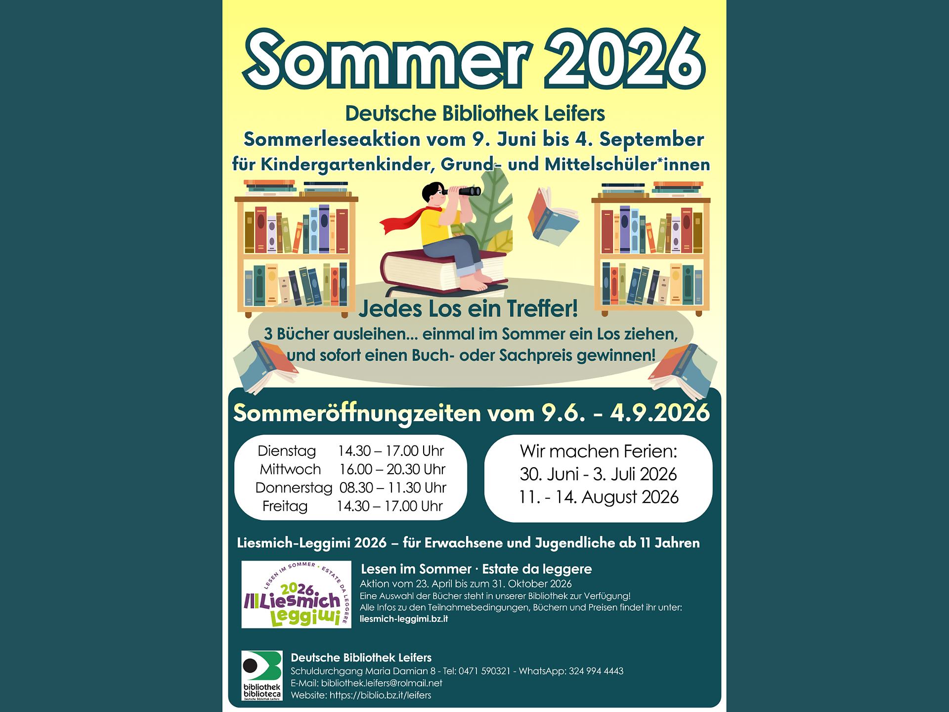 Deutsche Bibliothek Leifers Sommer 2026 - Bozen und Umgebung - #1 - suedtirol.info