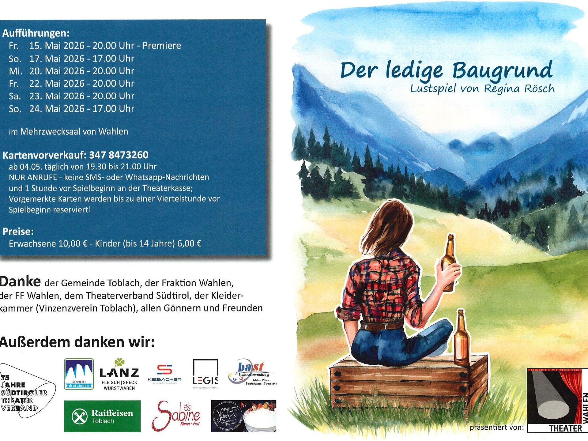 Il terreno edificabile da celibe – commedia di Regina Rösch - Regione dolomitica 3 Cime - #1 - suedtirol.info