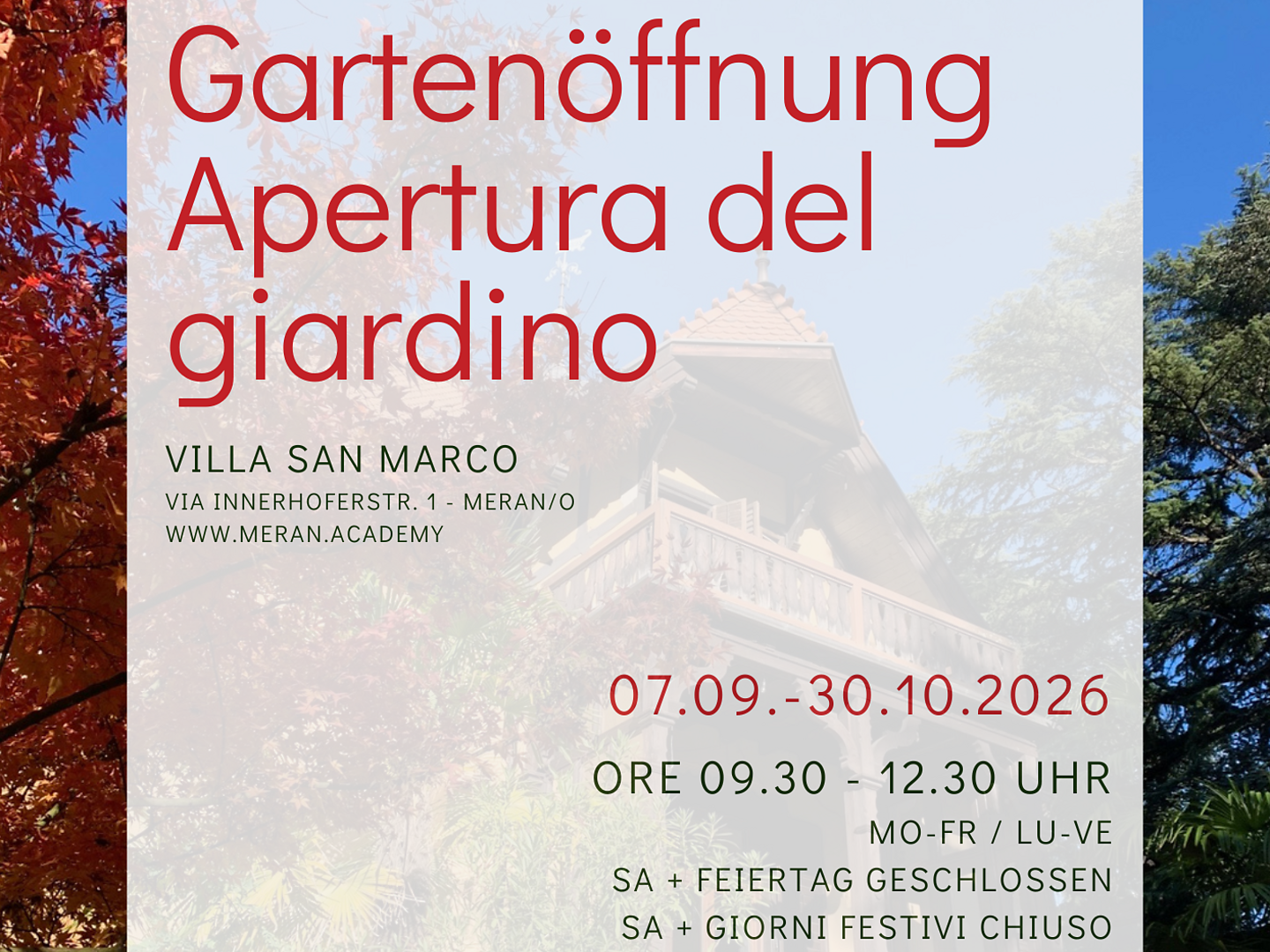 Apertura del giardino e mostre - Villa San Marco - Merano e dintorni - #1 - suedtirol.info