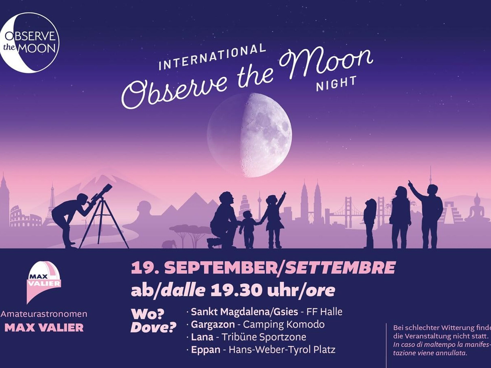 International Observe the Moon Night in South Tyrol - Meran/Merano and environs - #2 - suedtirol.info