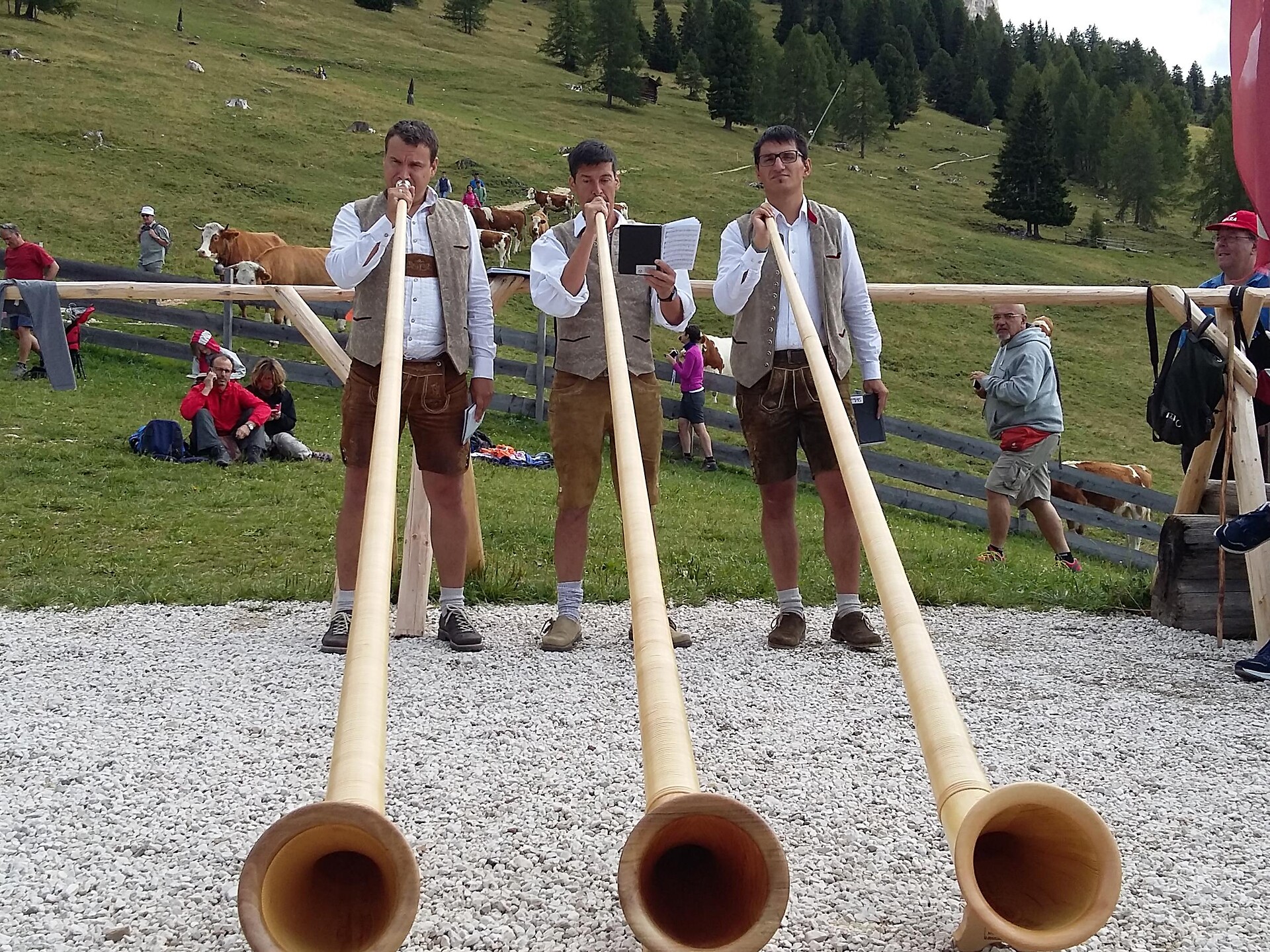 Concerto dei suonatori di corno alpino di Nova Ponente & dei "Schuhplattler" - Regione dolomitica Val d'Ega - #1 - suedtirol.info