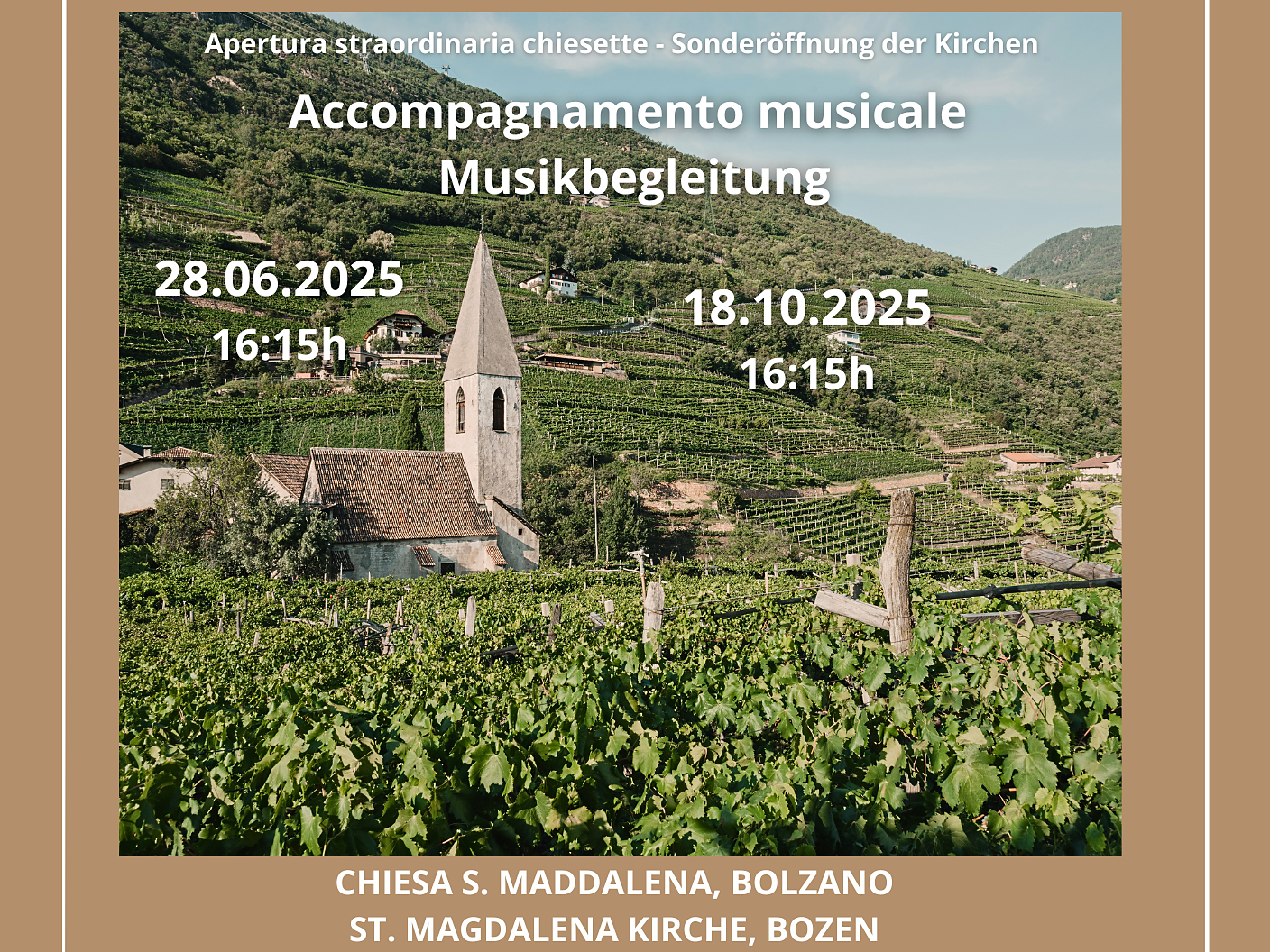 Sacred music accompaniment - Church of Santa Maria Maddalena Bolzano/Bozen 1 suedtirol.info