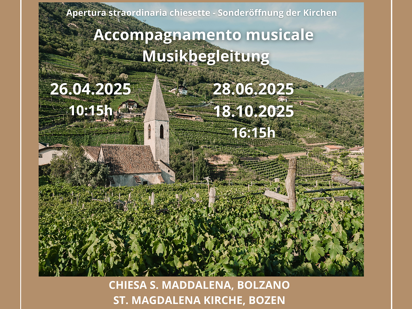 Sacred music accompaniment - Church of Santa Maria Maddalena Bolzano/Bozen 1 suedtirol.info
