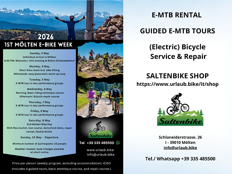 1st MÖLTEN E-BIKE WEEK 2026 organised by Saltenbike Mölten - Bolzano/Bozen and environs - #3 - suedtirol.info