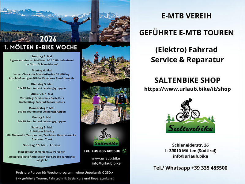 1st MÖLTEN E-BIKE WEEK 2026 organised by Saltenbike Mölten - Bolzano/Bozen and environs - #1 - suedtirol.info