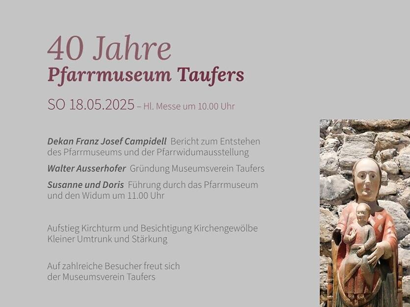 Giornata internazionale dei musei: 40m° anniversario del Museo parrocchiale Campo Tures 2 suedtirol.info