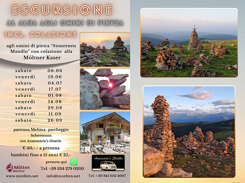 Sunrise hike to the Stoanernen Mandln and breakfast on the Möltner Kaser - Bolzano/Bozen and environs - #2 - suedtirol.info