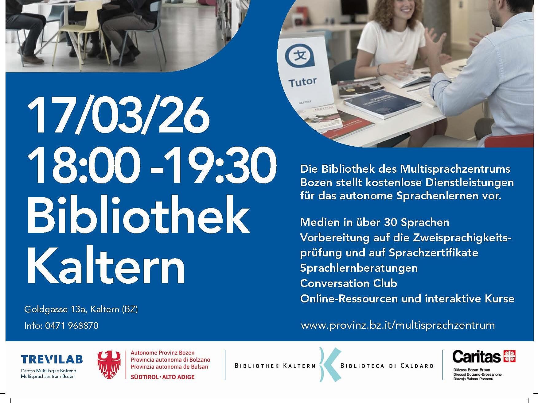 Sprachenveranstaltung in der Bibliothek Kaltern - Südtiroler Weinstraße - #2 - suedtirol.info