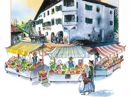 Schenner Markt im Dorfzentrum von Schenna - Shopping unter freiem Himmel Schenna 1 suedtirol.info
