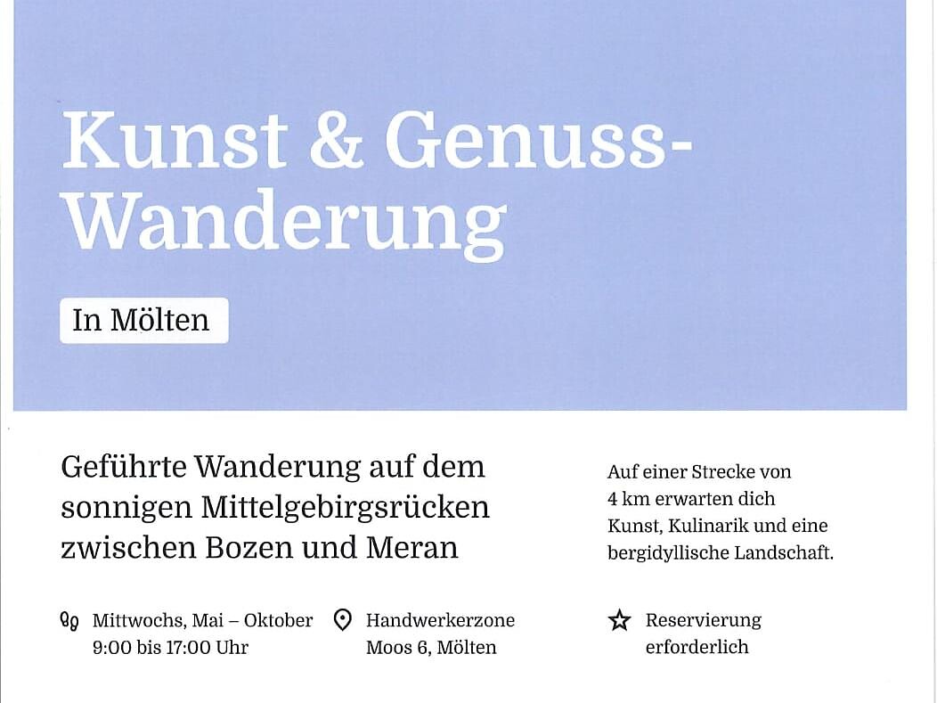 Unikatops  Kunst & Genuss - Wanderung Mölten 1 suedtirol.info