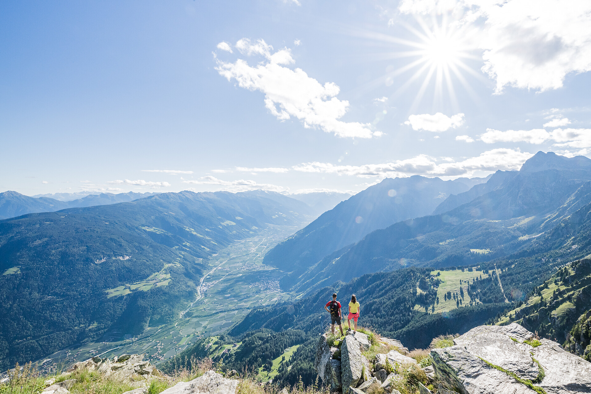 View from the Mutspitze peak towards the Vinschgau Valley
