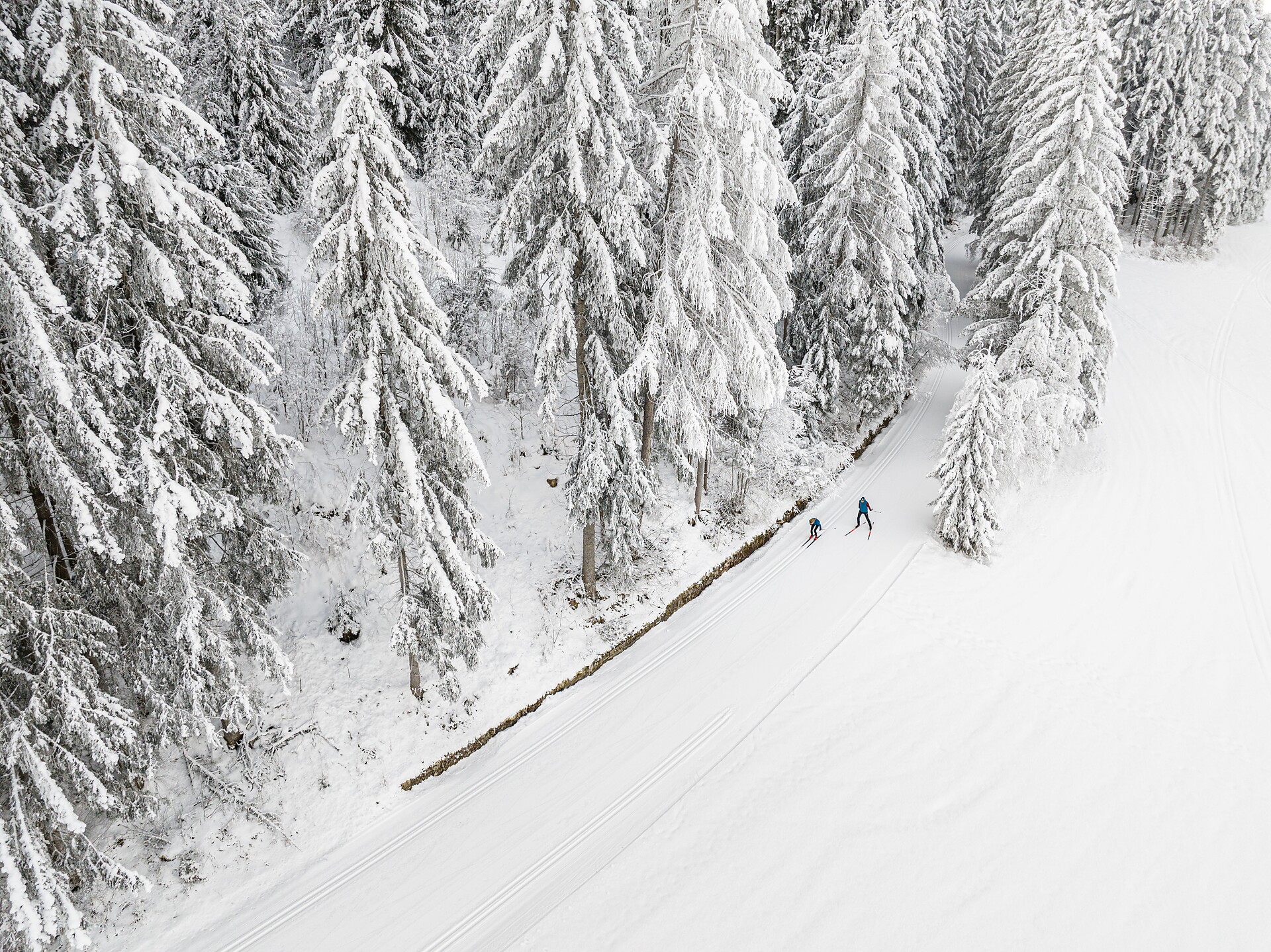 Cross country ski track Val Casies Valley