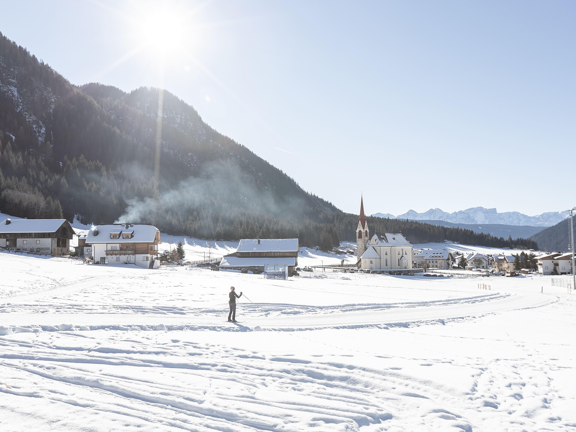 Cross country ski track Val Casies Valley