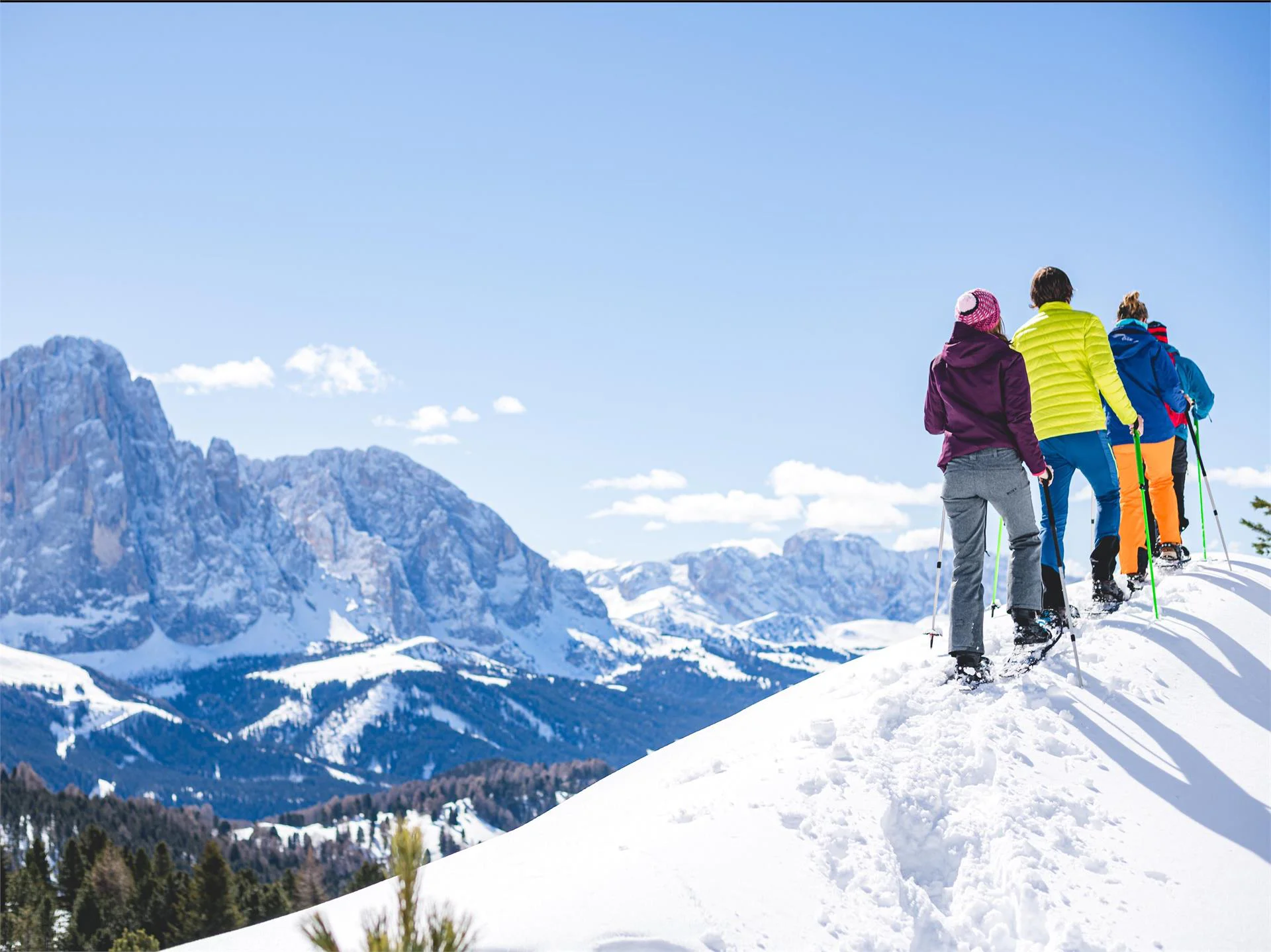 Snowshoe hike admiring the Odle Group S.Crestina Gherdëina/Santa Cristina Val Gardana 10 suedtirol.info
