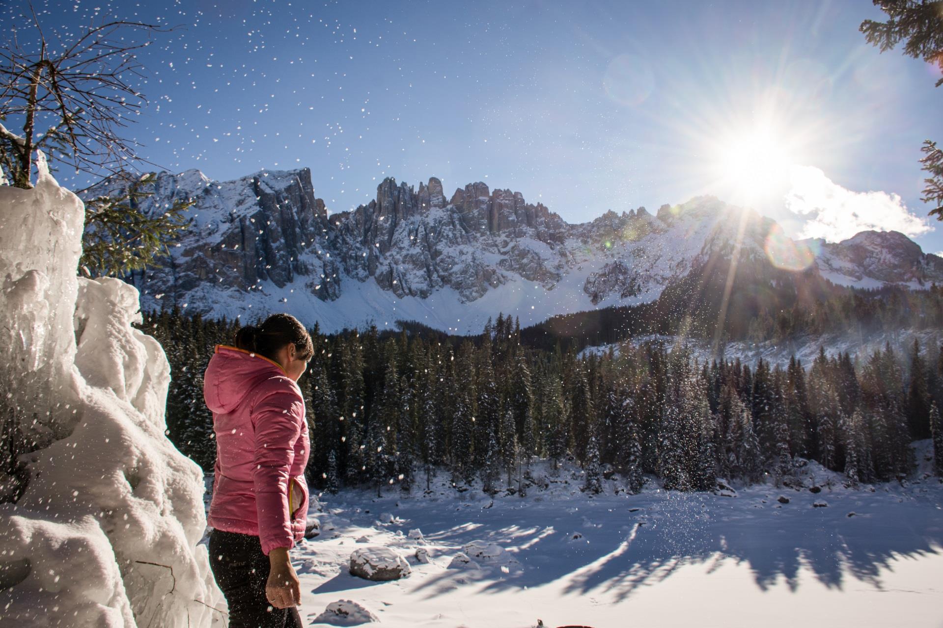 Winter hike from the Karerpass | Passo Costalunga to Lake Carezza Welschnofen/Nova Levante 2 suedtirol.info