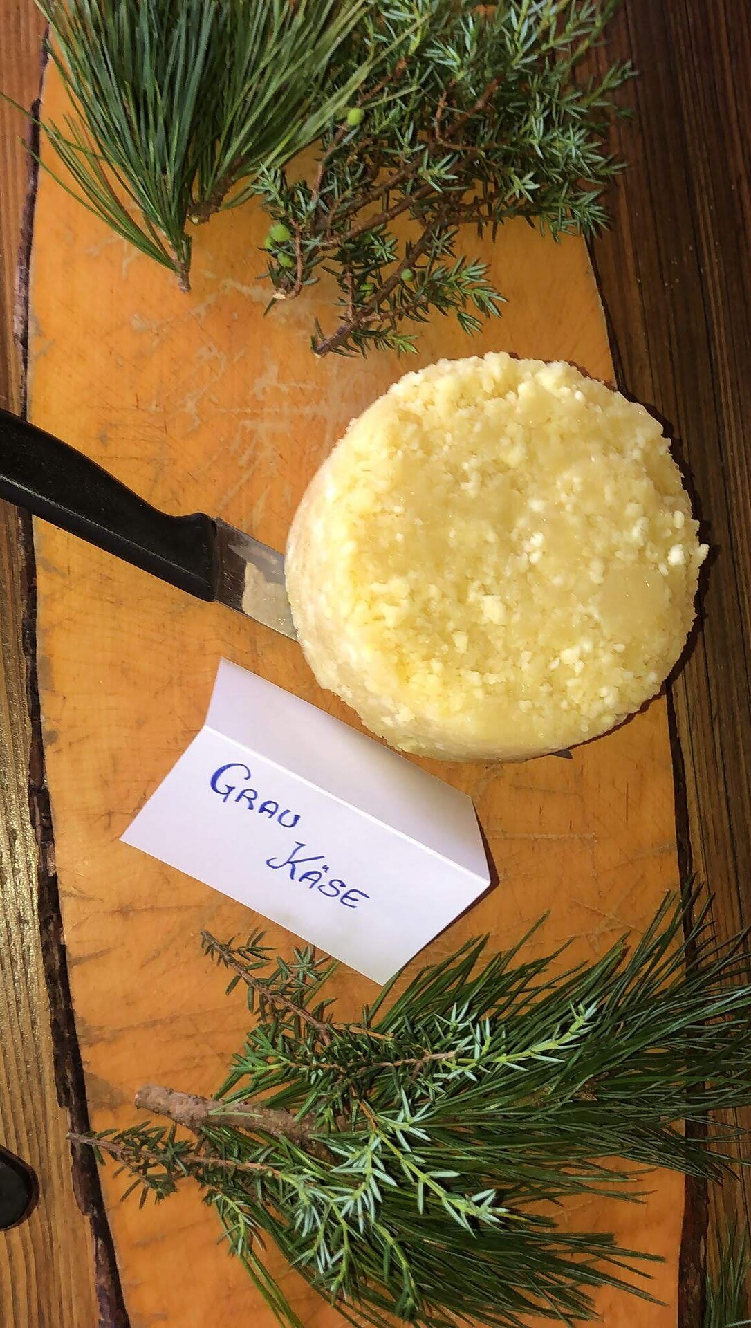 gray cheese from our own dairy