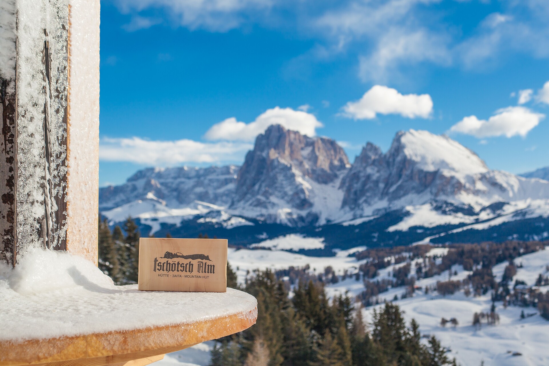 What a view: Tschötsch Alm mountain hut restaurant, Alpe di Siusi Dolomiti, Lunch