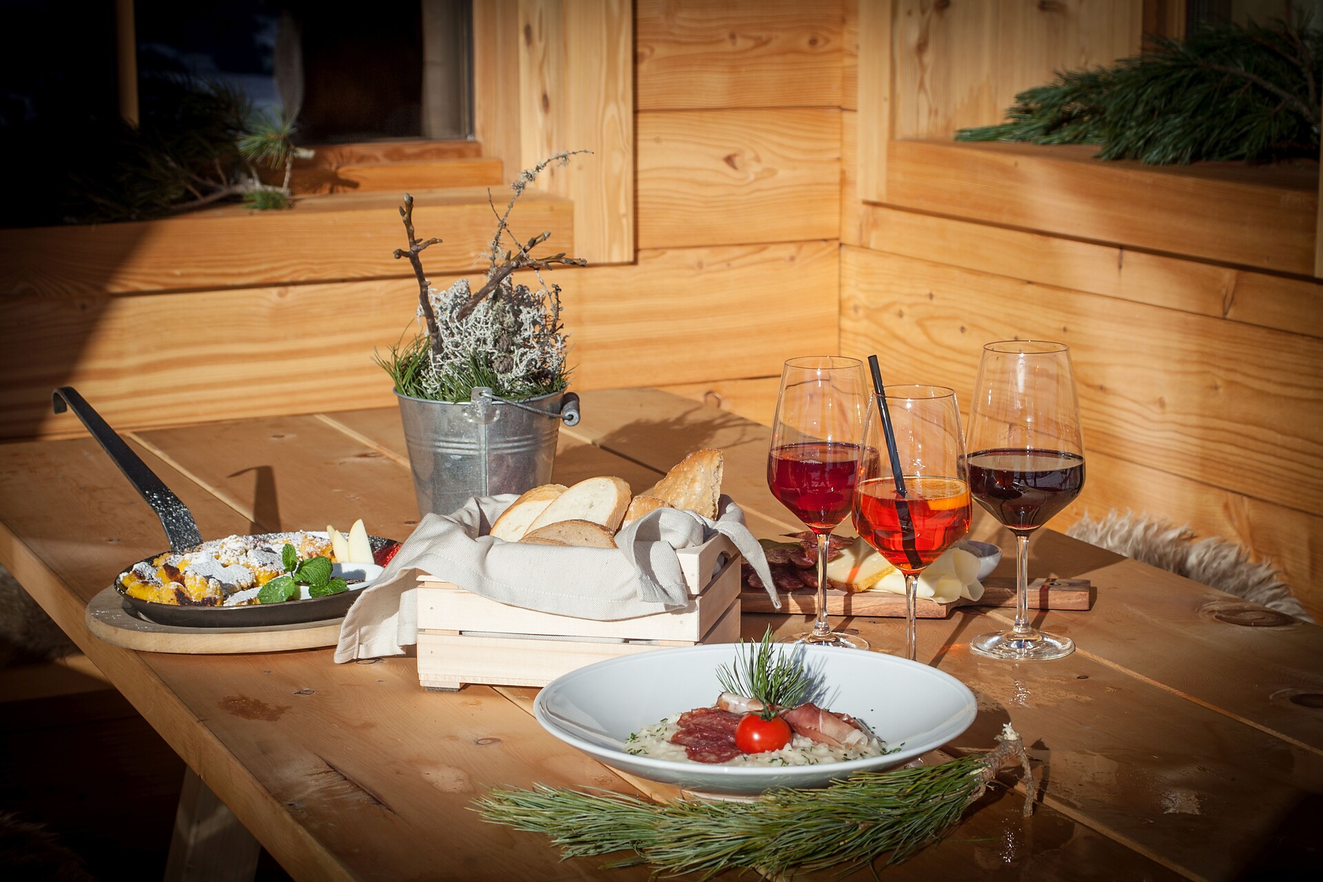 Romantic mountain hut atmosphere