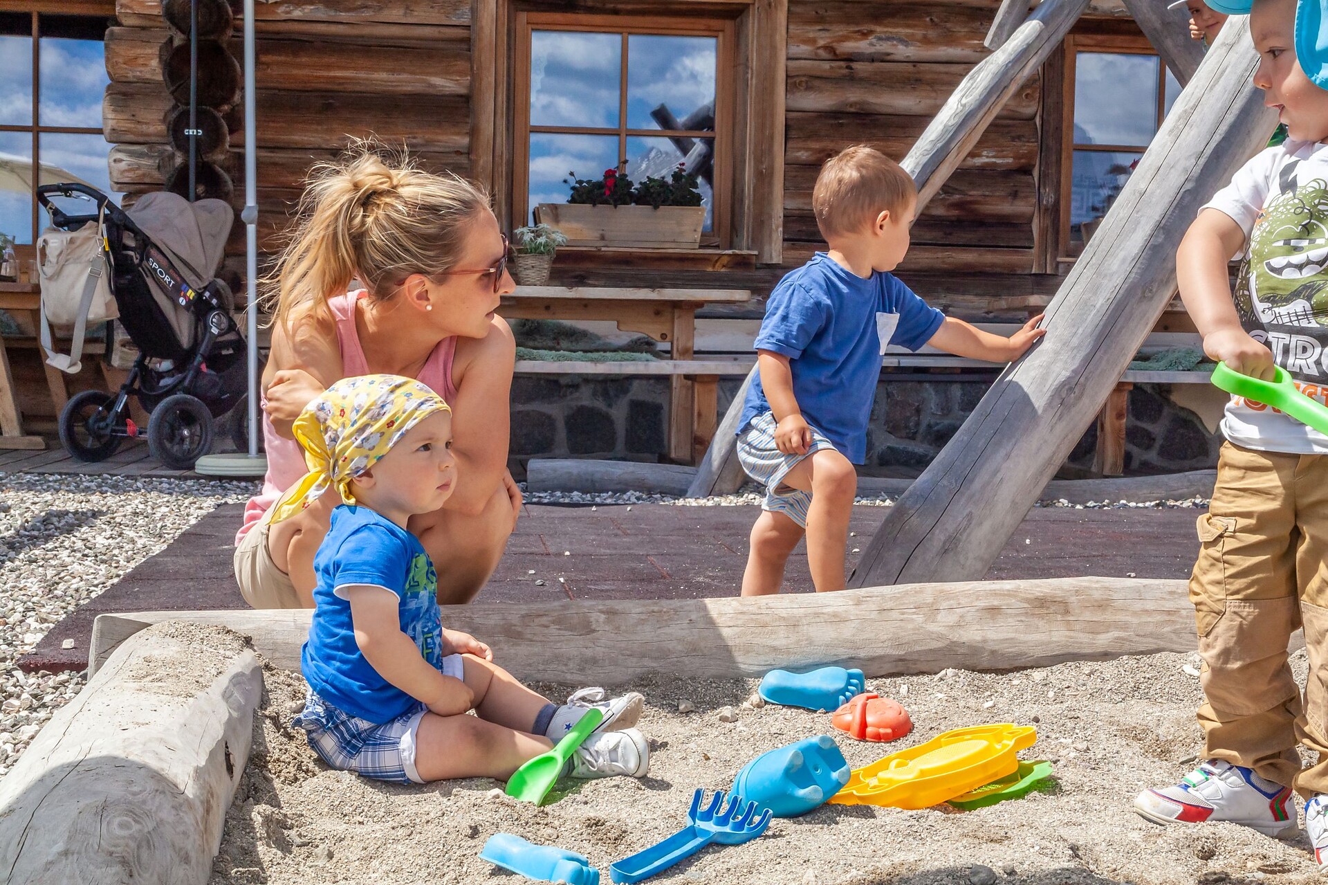 Playground Tschötsch Alm mountain hut restaurant, Seiser Alm Dolomites
