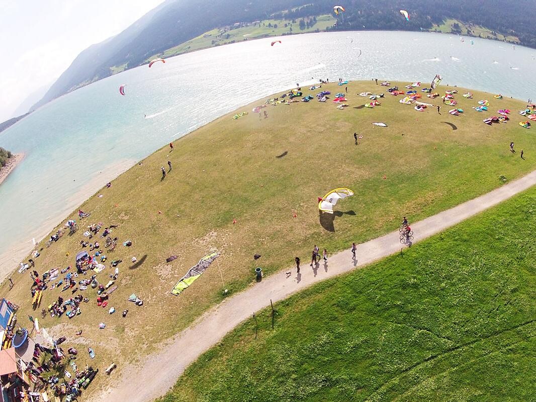 Kitesurf station on the lake Reschensee