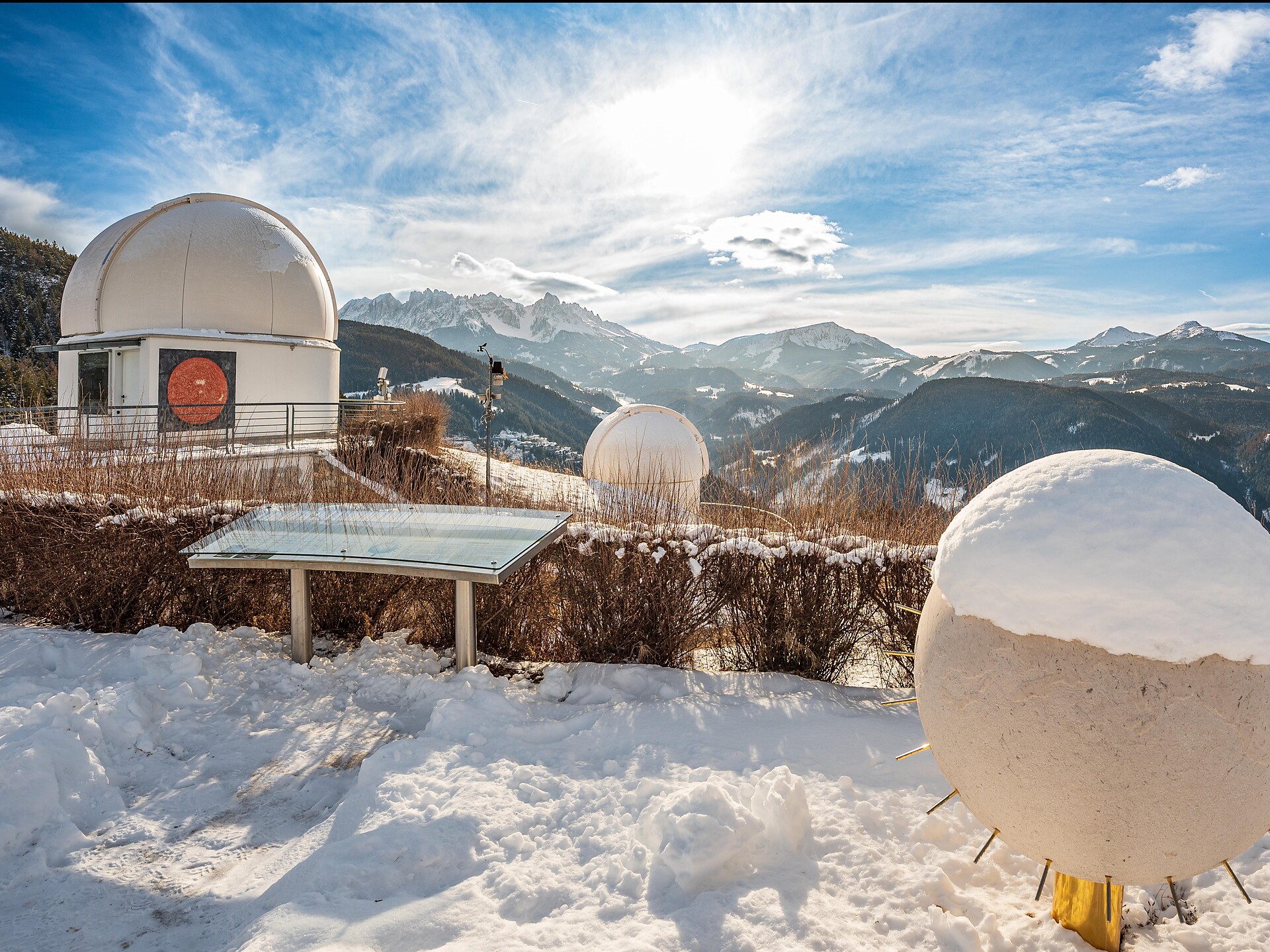 Astronomical and solar observatory in winter