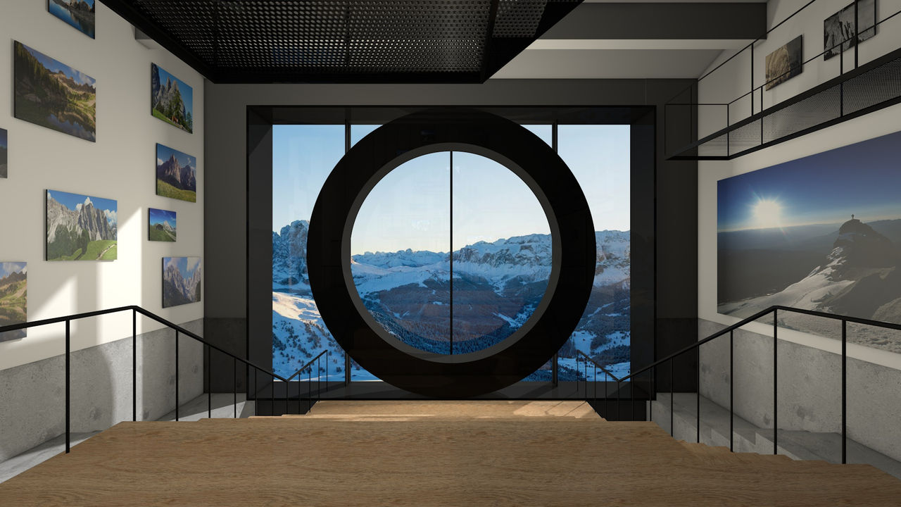 Innenansicht des Lumen Museum mit Blick auf ein Panorama Fenster 